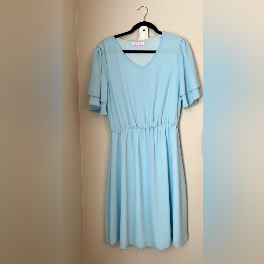 NEESEE’S BOUTIQUE Medium Baby Blue Short-Sleeve Short Dress